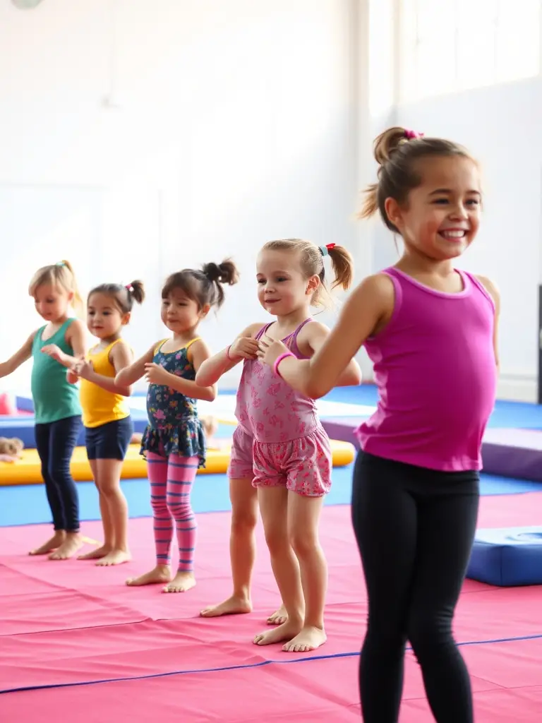 A diverse group of children participating in various activities at Twirling Sport Créchois, highlighting the inclusive and welcoming atmosphere.